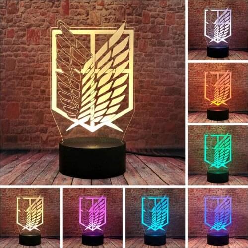 Attack on Titan LOGO Home Bedroom Led Nightlight 3D Lamp Kids Bedroom Nightlight Creative Birthday Party Decor Lamp Child Gifts