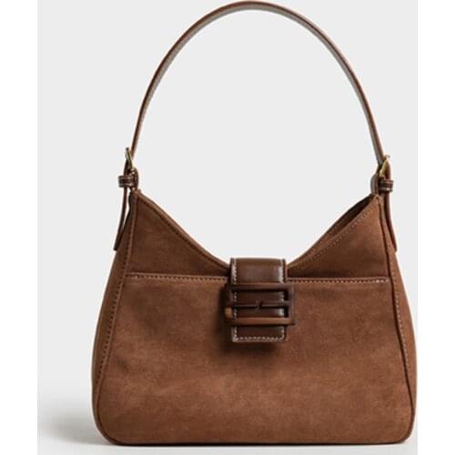 New Vintage Suede Underarm Bag Premium Frosted Shoulder Handbag Messenger Bag Simple Shoulder Bag