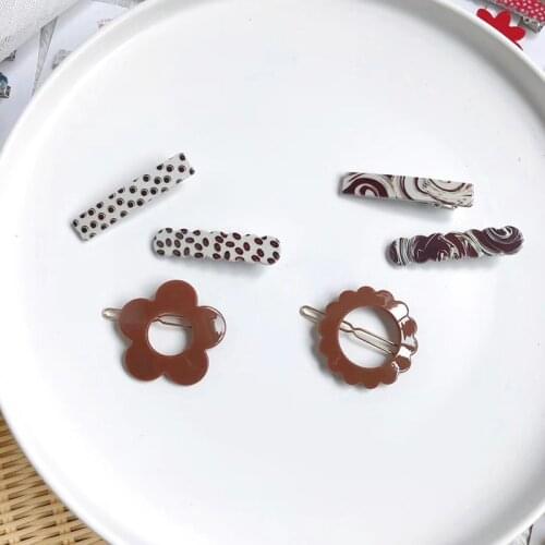 2020 new Japanese candy Macaroon girl heart wave hairpin brown color speckle hair alligator clips frog clip accessories