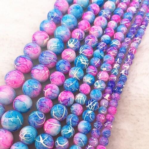 Wholesale 4/6/8/10mm Double Colored Glass Beads Loose Spacer Beads Painted Charm For Jewellery Making DIY Bracelet&Necklace #01