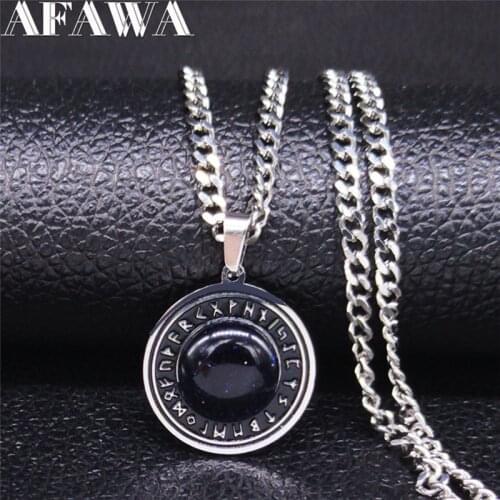 AFAWA 2021 Runes Jewelry Runic Vegvisir Compass Circle Statement Necklace Viking Necklace Norse Amulet Talisman Jewelry N3746S02