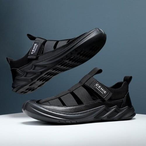 Water swimming shoes breathable Baotou leather hollow sandals wading shoes mens shoes