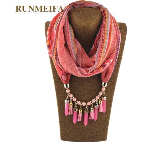 RUNMEIFA Charms Pendant Necklace Scarf Jewelry Style CylindricalIron Alloy Match Keep Warm Tourism Wear Beads Water Drop Jewelry
