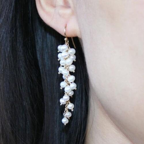 Multi Colour Gemstone Cluster Long Drop Earrings Pearl Drop Earrings Lapis Lazuli, Ethiopian Opal and Turquoise Earrings