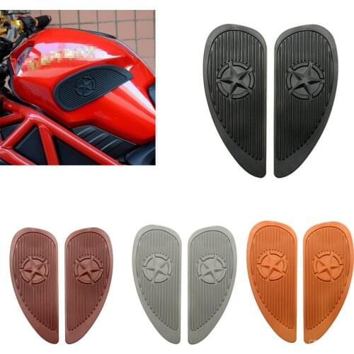 Retro Motorcycle Star Logo Gas Fuel Tank Rubber Sticker Protector Knee Side Pad Cover Universal Fit Harly Yamaha Kawasaki Suzuki