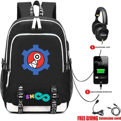 USB Charge Headphone Jack Student School Bags women men Laptop bag Teenagers Travel Shoulder Bags anime Sk8 the infinit backpack