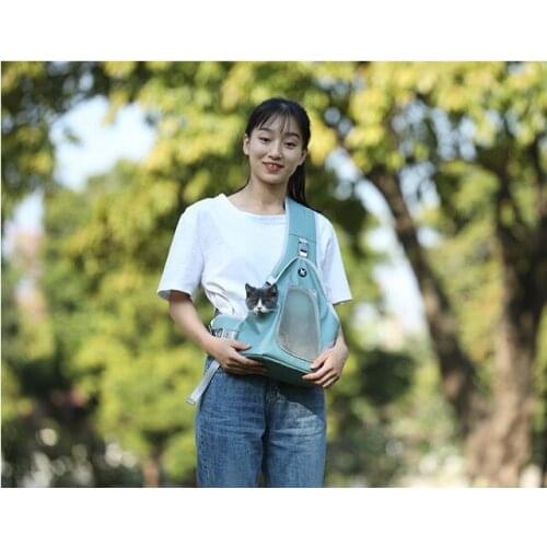 The latest pet one-shoulder bag, convenient foldable leather cat, dog and rabbit fashion chest backpack