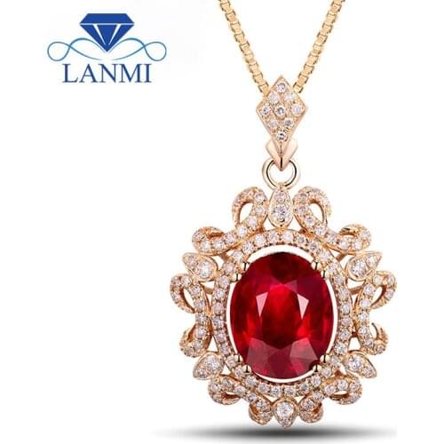 New Gorgeous Oval 8x10mm Red Ruby In 14Kt Yellow Gold Fantastic Wedding Pendant Necklace for Girlfriend Jewelry Gift WP048