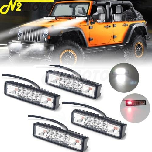 48W Red White Motorcycle LED Fog Lights Work Light Bar for Automotive Vehicles Truck Off Road Car 4x4 Truck Tractor Boat ATV SUV