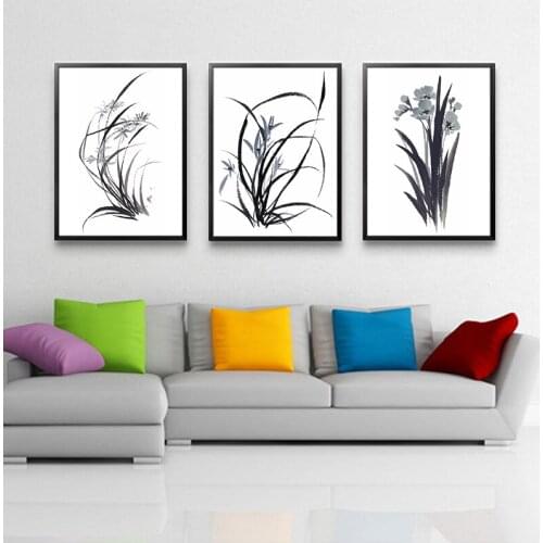 Traditional Chinese Orchid Paintings Hallway Flower Spring Classical Living room Wall Art Study Posters Room Decoration
