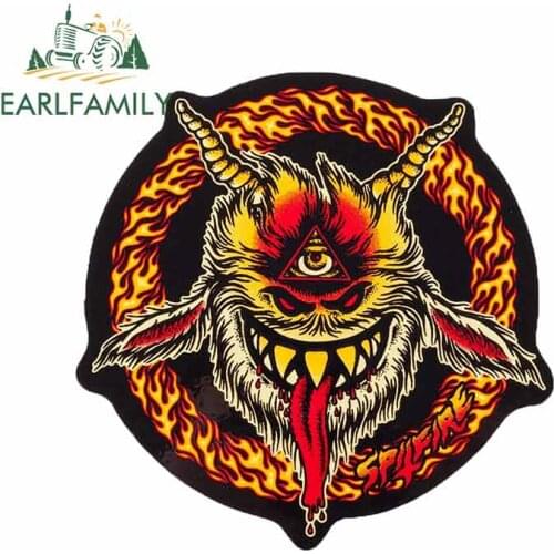 EARLFAMILY 13cm X 13cm for Spitfire Touch of Satan Sticker Car Stickers and Decals Vinyl Car Wrap Fashion Anime DIY Decoration