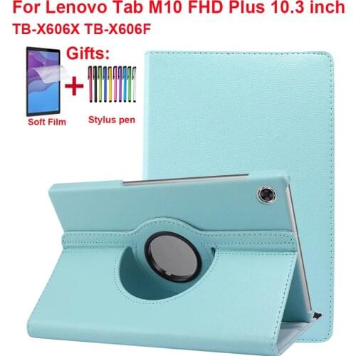 360 Rotating Tablet Case For Lenovo Tab M10 FHD Plus 10.3 inch TB-X606X TB-X606F Cover PU Leather For Lenovo Tab M10 Plus X606