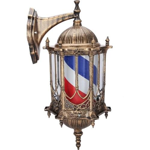 Retro Style Barbershop Rotating LED Light Aluminum Casting Wall-Mounted Stripe Pole Waterproof Hair Salon Sign Light Supplies