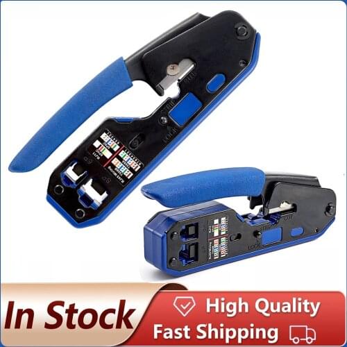 All in one EZ RJ45 Tool Network Crimper Cable Crimping Tools for RJ45 Cat7 Cat6 Cat5 RJ11 RJ12 Modular Plugs Metal Clips Pliers