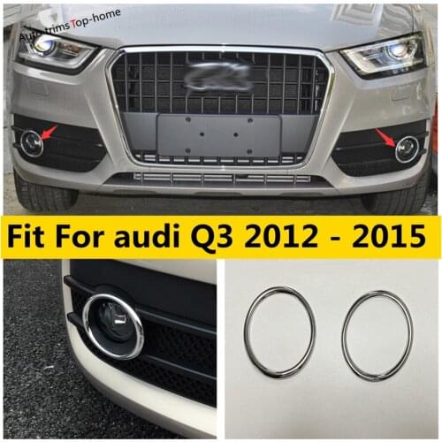 Yimaautotrims Chrome Front Fog Lamp Lights Frame Ring Cover Trim 2 Pcs Fit For Audi Q3 2012 2013 2014 2015 Exterior Kit