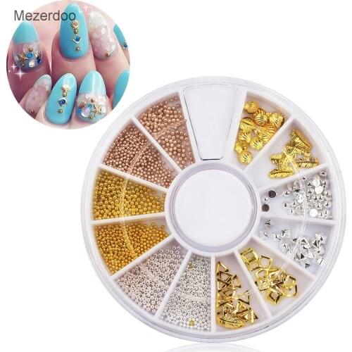 1 Wheel Gold Triangle Bead 3D Nail Decoration Heart Leaf Shell Rivet Manicure Studs for DIY Nail Art Decorations