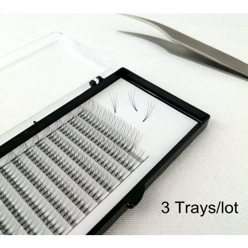 3 Trays/lot Short Stem Premade Volume Fans Lashes Wholesale Handmade 3D False Eyelashes 0.10mm C/D Eyelash Vendor Custom Logo
