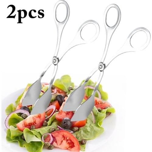 7 inch BBQ Tong Barbecue Buffet Salad Pastry Food Tong Scissor Shape Stainless Steel Scissors Salad Tongs Kitchen Tools