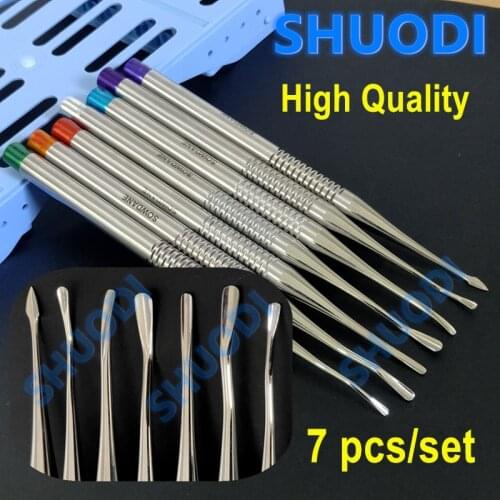 7pcs/set Dental Implant Luxating Root Tooth Elevator Knife Extraction Dentist Instruments Tool Tooth Extracting Elevator