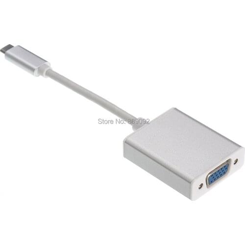 4K USB3.1 USB-C Male Type C to VGA Female 1080p Aluminium Alloy Adapter Cable Converter for Macbook Projector HDTV Display