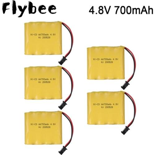 4.8V 700mAh Ni-CD AA Rechargeable Battery Pack For Remote Control Toys Electric Car Tanks Gun Nicd 4.8 V Batteries SM-2P Plug