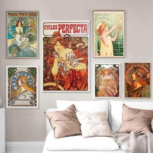 Alfons Maria Mucha Classic Art Painting Canvas Print Czech Painter Artists Exhibition Poster Gallery Wall Art Picture Decoration