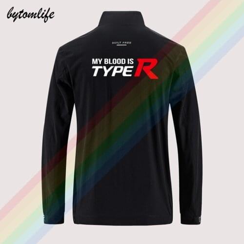 Honda Civic Type R Car Slim Sport Jacket Mens Street Windbreaker Zipper Thin Jacket Men Casual Back Printing Jacket Asian Size