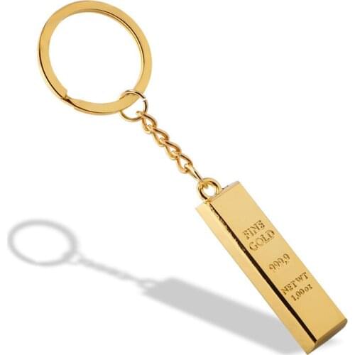 FREE SHIPPING by FEDEX 100pcs/lot New Metal Gold Bar Shaped Keychains Zinc Alloy Mini Gold Bar Keyrings Bank Gifts