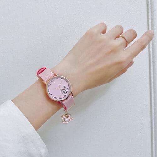 Fashion Girl Womens Watch Cartoon Flowers Pink Ladies Bracelet Watch Set Cute Student Quartz Watch Montre Femme Zegarek Damski