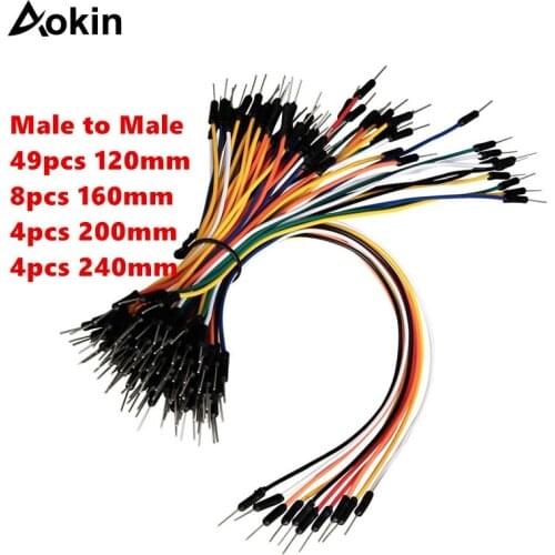 Dupont lines 65 pcs Breadboard Jumper Wire 12cm/16cm/20cm/24cm Solderless Breadboard dupont Cables Male to Male for Arduino kit