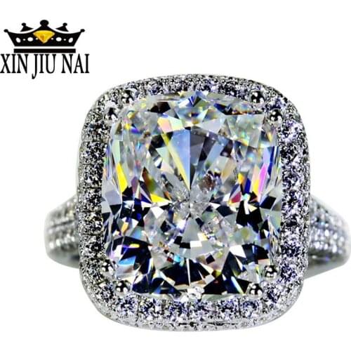 Cushion cut 10ct Gem 5A Zircon Luxury micro-inlaid ring atmospheric noble handicrafts engagement jewelry high quality gift