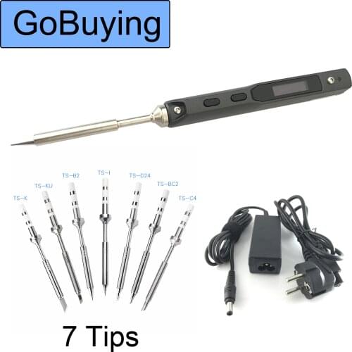 【7 Tips Set】Original Mini TS100 Portable Soldering Iron Station Kit Digital OLED Display Fast Heat with B2 Tip & Power Supply