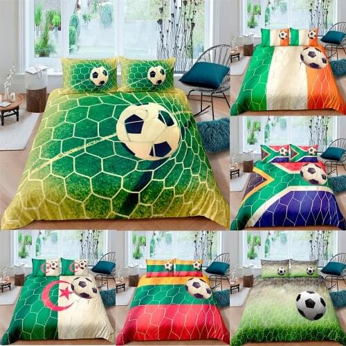 ZEIMON 3D Bedding Set Football Print Duvet Cover Set Lifelike Bedclothes with Pillowcase Bed Set Home Textiles
