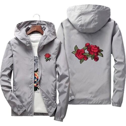 USA size Spring summer Couple Rose pattern Bomber coat men women Sun protection jacket zip outerwear thin Windbreaker clothing