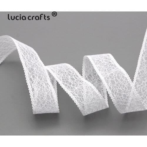 Lucia crafts 5/6Yards 25mm Mesh Lace Trim Ribbon Fabric Tape DIY Wedding Gift Wrapping Party Decor P0515