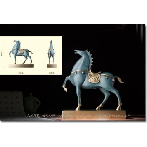 Limit # high-grade Royal TANG HORSE Home Spiritual Art Good luck success Talisman FENG SHUI Handmade COPPER Sculpture statue