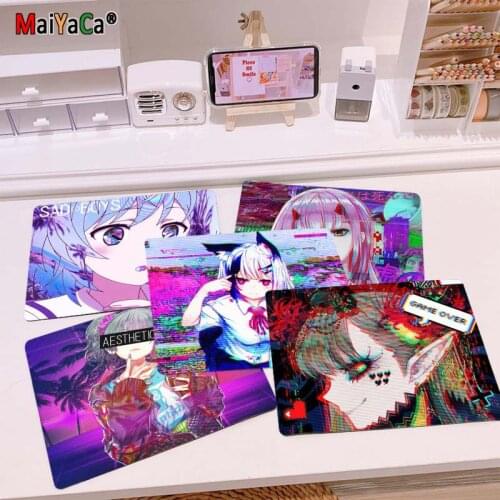 MaiYaCa Japan Vaporwave Glitch Anime Girl small Mouse pad PC Computer mat Smooth Writing Pad Desktops Mate gaming mouse pad