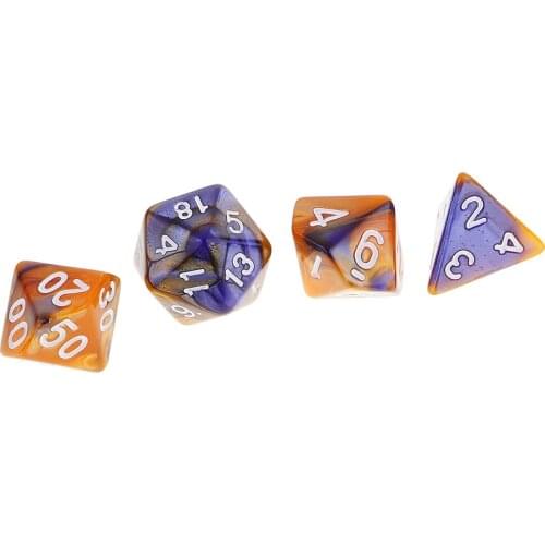 14pcs Polyhedral Dice Set D4- D10 D20 Board Game- Green Yellow