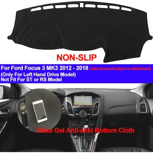 TAIJS Car Dashboard Cover Silicone Non-Slip For Ford Focus 3 MK3 2012 2013 2014 2015 2016 2017 2018 Carpet DashMat Sun Shade