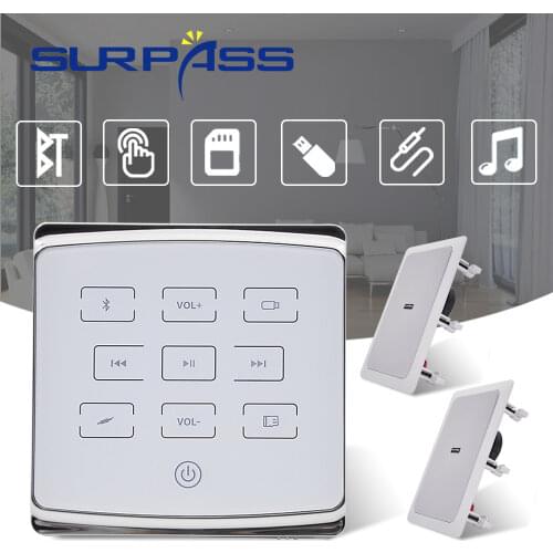 Mini Wall Amplifier Bluetooth FM Smart Home Theater Stereo Sound Audio 2*25W PA Wall Mount Speaker Hot Sale Background Music Kit