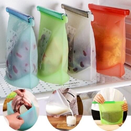 New Reusable Vacuum Silicone Food Bag Sealer Milk Fruit Meat Storage Bags Fridge Food Storage Containers Refrigerator Bag
