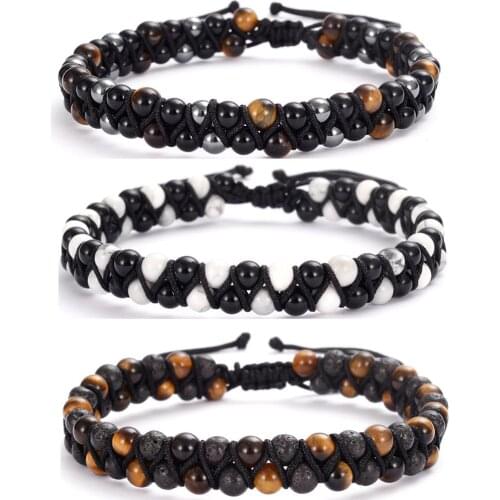 Handmade Braided 4 mm Stones Couple Bracelets Love Infinite Protection Balance