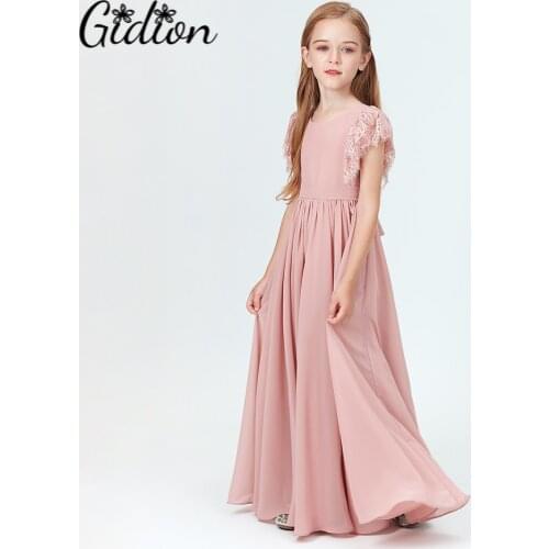 2020 Girl Wedding Party Dress Prom Gown Fashion Clothing Short Sleeve 10 Colors Little Bridesmaid Dresses For Gilr 2-14 Size