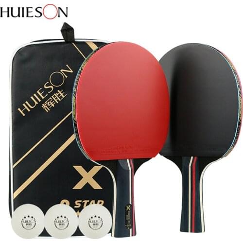 1Pair Huieson Table Tennis Rackets Professional Rubber Carbon Pingpong Racket Short Long Handle Table Tennis Training Rackets