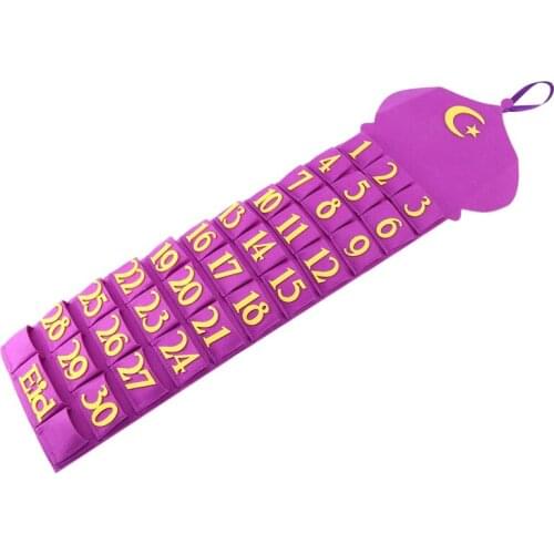 Ramadan Mubarak Ramadan Hanging Calendar Felt Eid Mubarak Wall Countdown Calendar with 30 Numbered Pockets