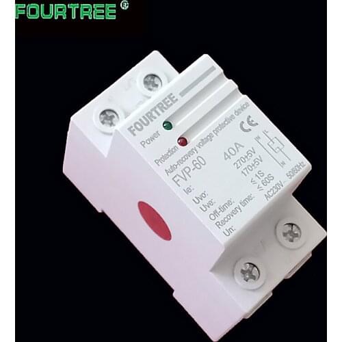 Automatic Self-Recovery Reconnect Over And Under Voltage Protective Device Protection Relay 32/40/50/60A FVA C220V Din Rail