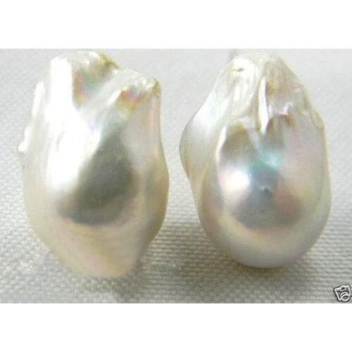 Shitou 00680 14x20 mm white baroque keshi reborn southsea pearl earring