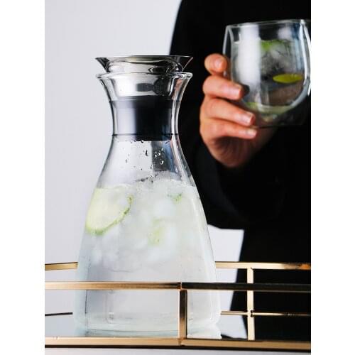 Glass Juice Water Jug Heat Resistant Nordic Creativity Water Jug Minimalist Transparent Garafa De Agua Kitchen Supplies DE50SH