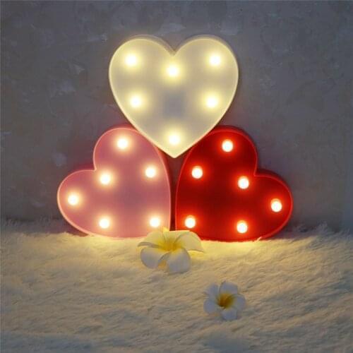 Luminous LED Letter Night Light Creative Heart Alphabet Number Battery Lamp Romantic Wedding Party Valentines Day Decoration