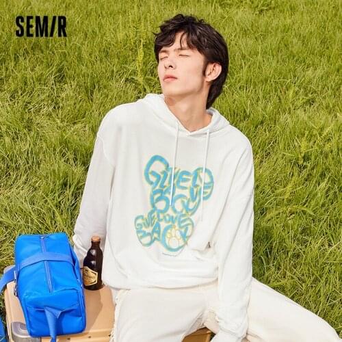 SEMIR Sweatshirt Men Autumn 2021 New Loose Bear Pattern Hooded Hoodie Man Trendy Brand White Clothes